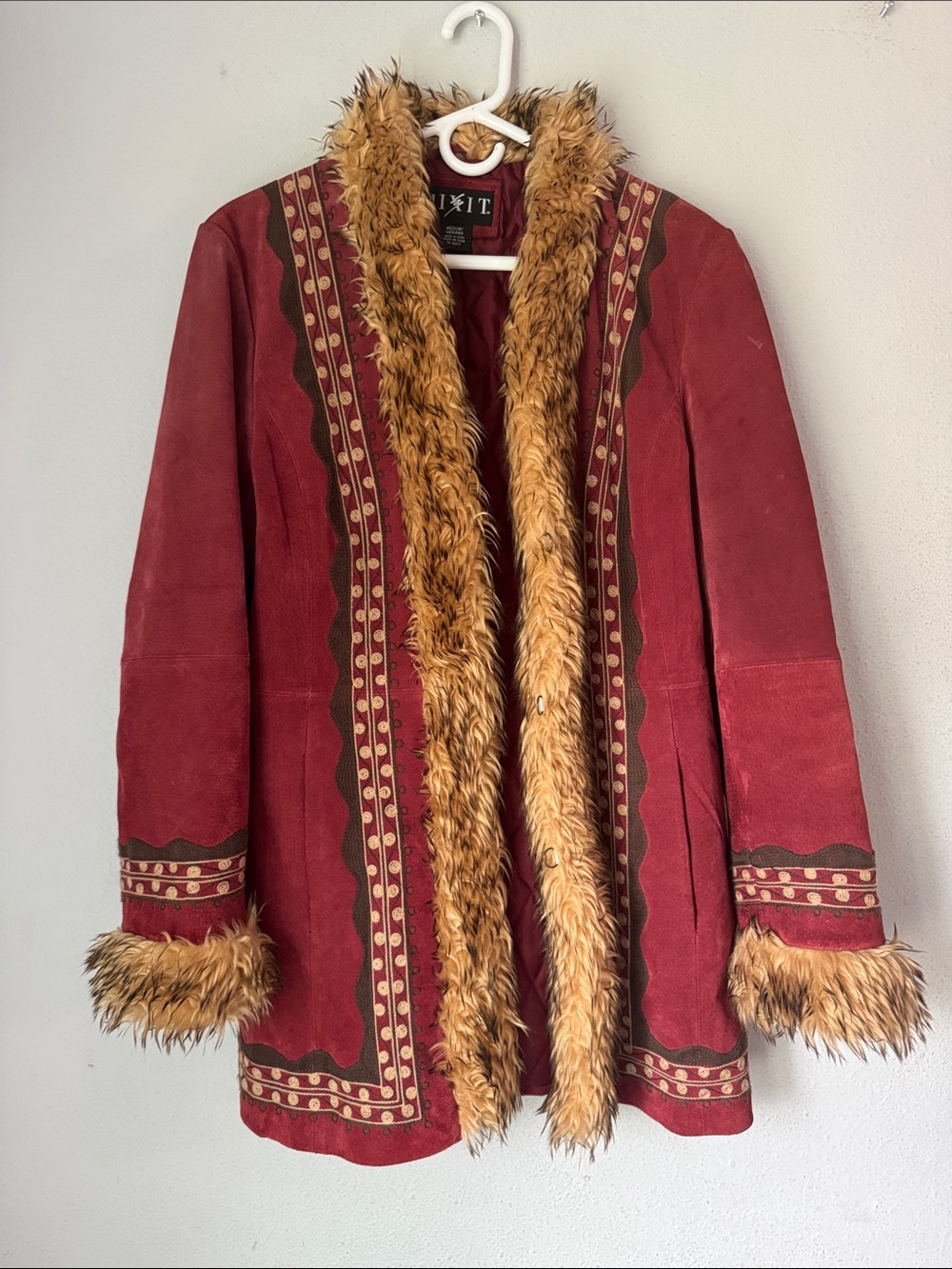 Vintage Y2K Penny Lane Burgundy Faux Suede Faux Fur Coat